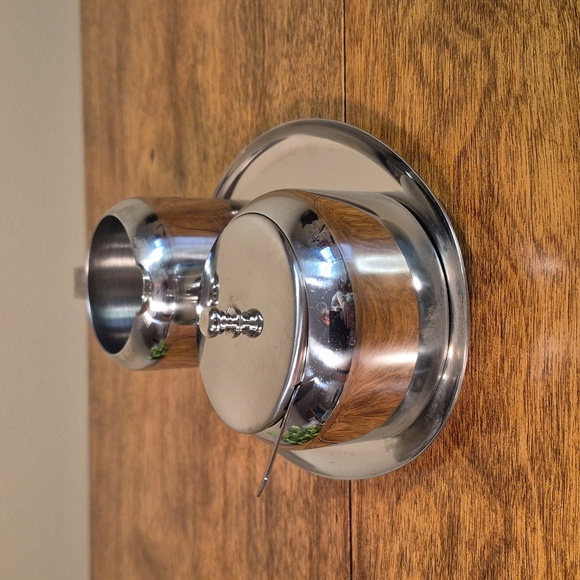 VINTAGE Shiny Chrome Cream and Sugar Set With Spoon And Tray - Picture 5 of 16